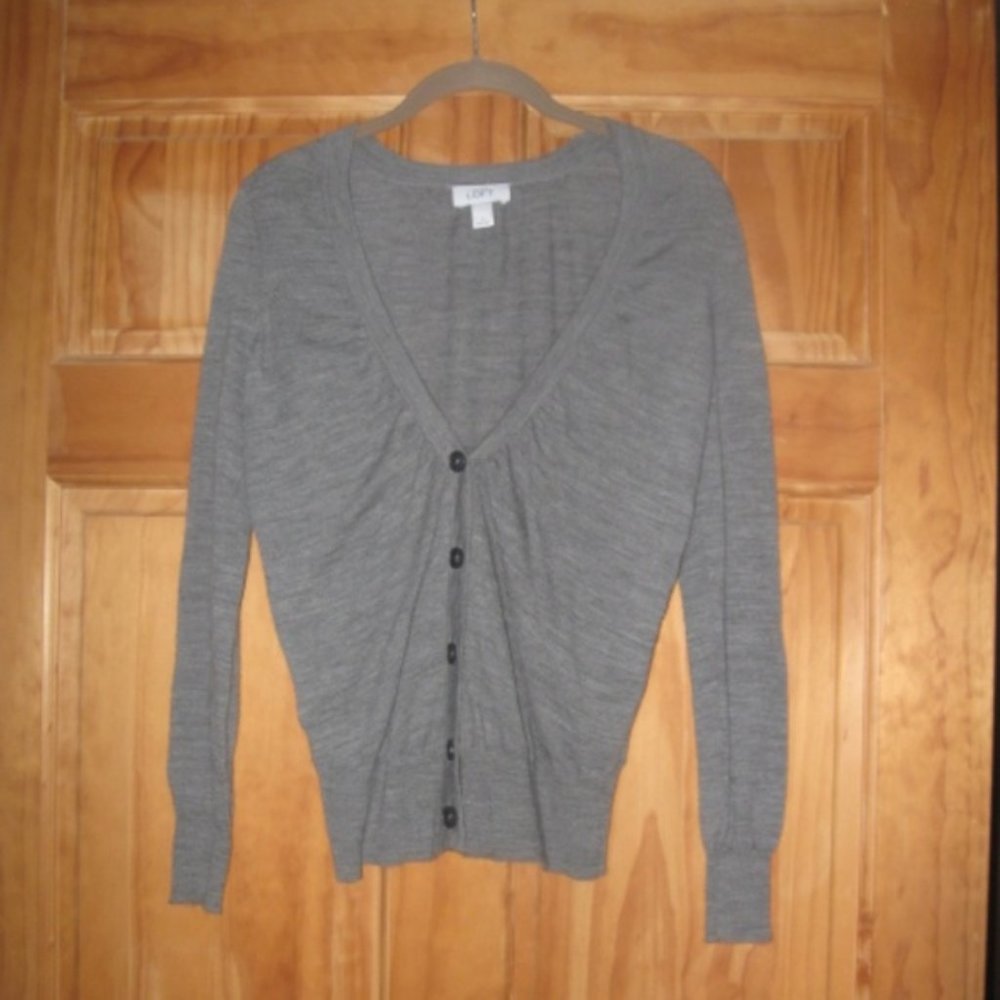 Ann Taylor LOFT Grey Long Sleeve Cardigan